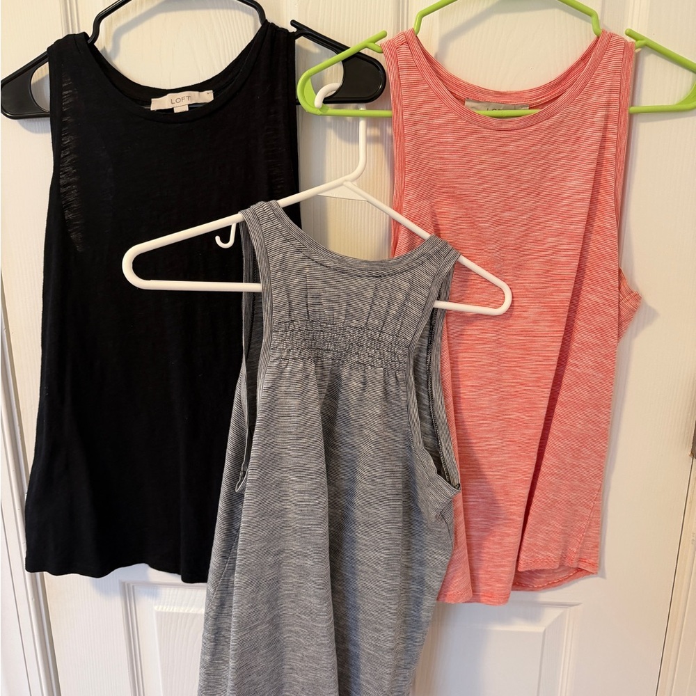 LOFT Women's Tank Tops - Black, Gray, and Orange